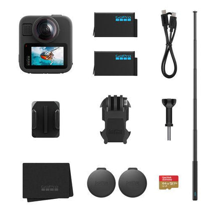 GoPro MAX2 Black Accessory Hard Bundle Actioncam, 2x Akkus, 64GB microSD-Karte