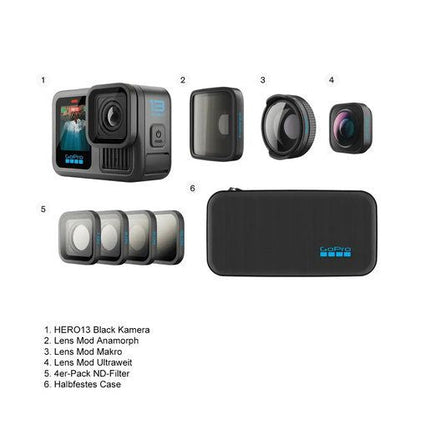 GoPro HERO13 Black+HB-Series Lens Bundle Actioncam+3 Obj.-Module+4er-P. ND-Filter