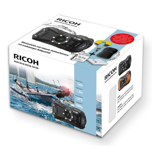 Ricoh WG-80 Special Edition orange inkl. Neoprencase/Strap+PH D-LI92 Akku/Tuch